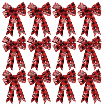  Red Plaid Chrismtas Ribbon Bow	