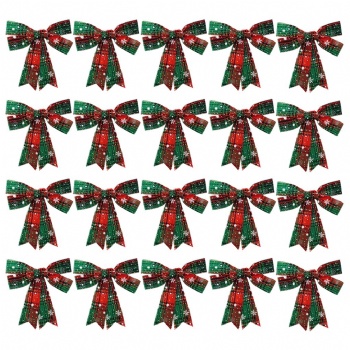  Red Plaid Chrismtas Ribbon Bow	