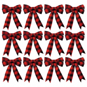  Red Plaid Chrismtas Ribbon Bow	